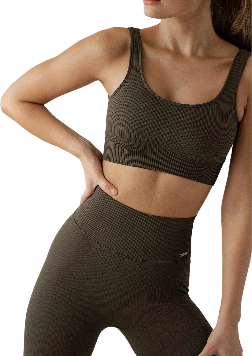 Khaki Ribbed Seamless Bra