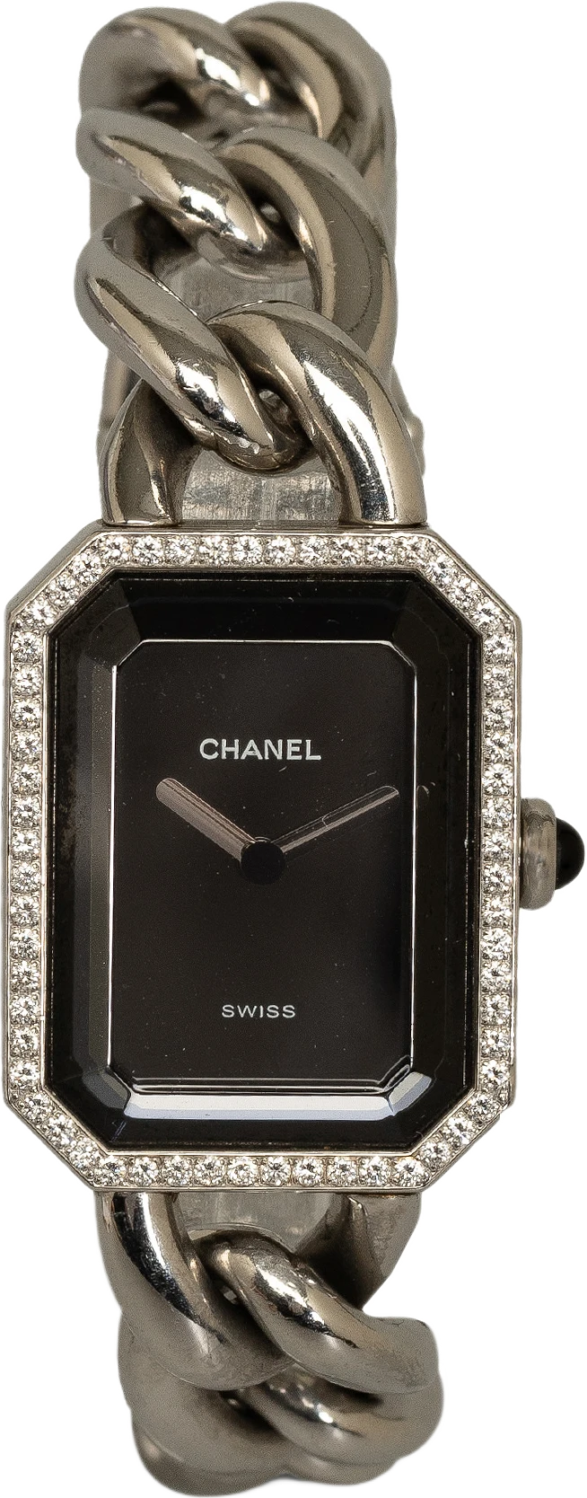 Chanel Stainless Steel Quartz Diamond Bezel Premiere Chain Watch