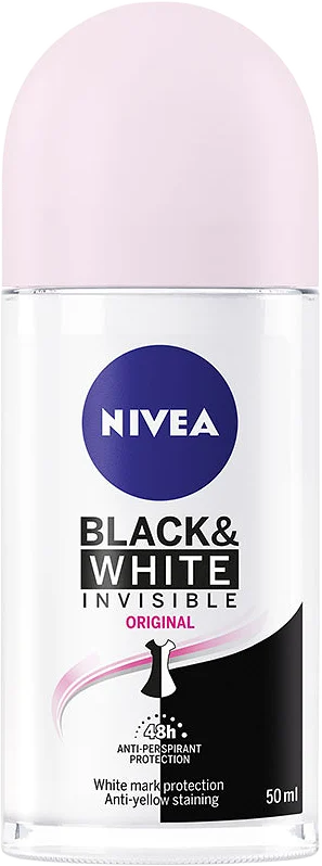 Antiperspirant Deo Roll on Black & White Original 50 ml NIVEA