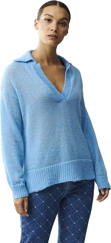 Peyton Mohair Blend Knitted Polo Sweater