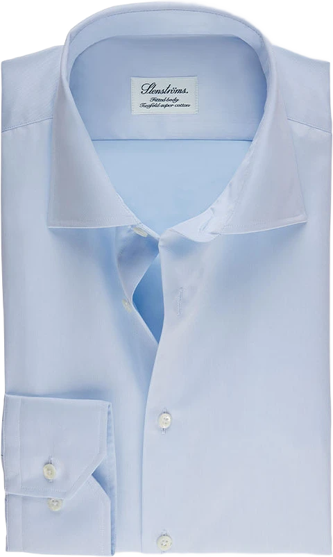 Fitted Body Shirt In Superior Twil lLight Blue