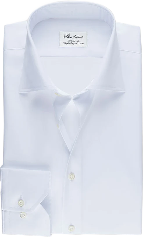 White Fitted Body Shirt In Superior Twill