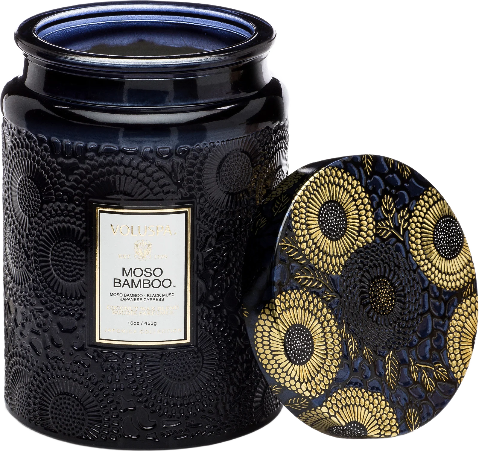 Embossed Large Glass Scented Candle Moso Bamboo