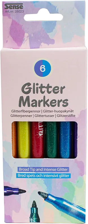 Glitterpennor, 6-pack