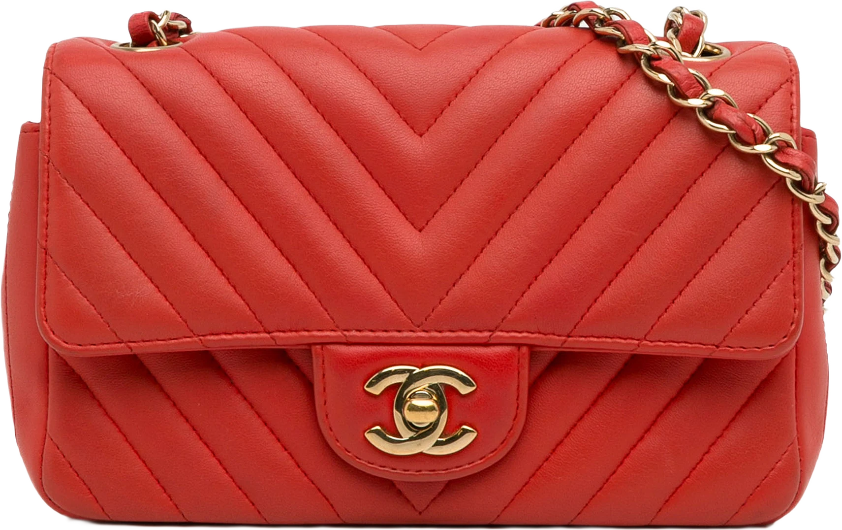 Chanel Mini Chevron Quilted Lambskin Rectangular Flap Bag