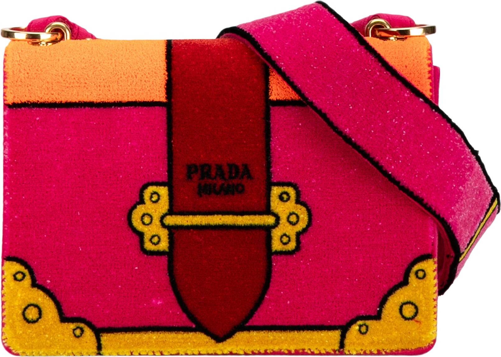 Prada Velluto Ricamo Trompe L'oeil Cahier Crossbody