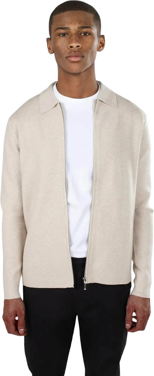 Colby Knitted Full Zip - Beige