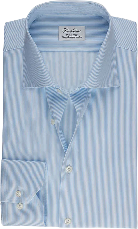 Light Blue Pinstriped Fitted Body Shirt