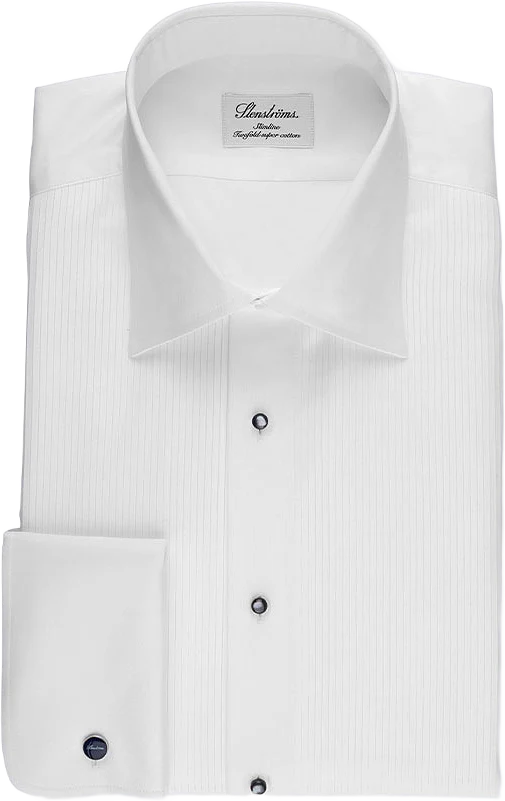 White Slimline Tuxedo Shirt With Classic Collar