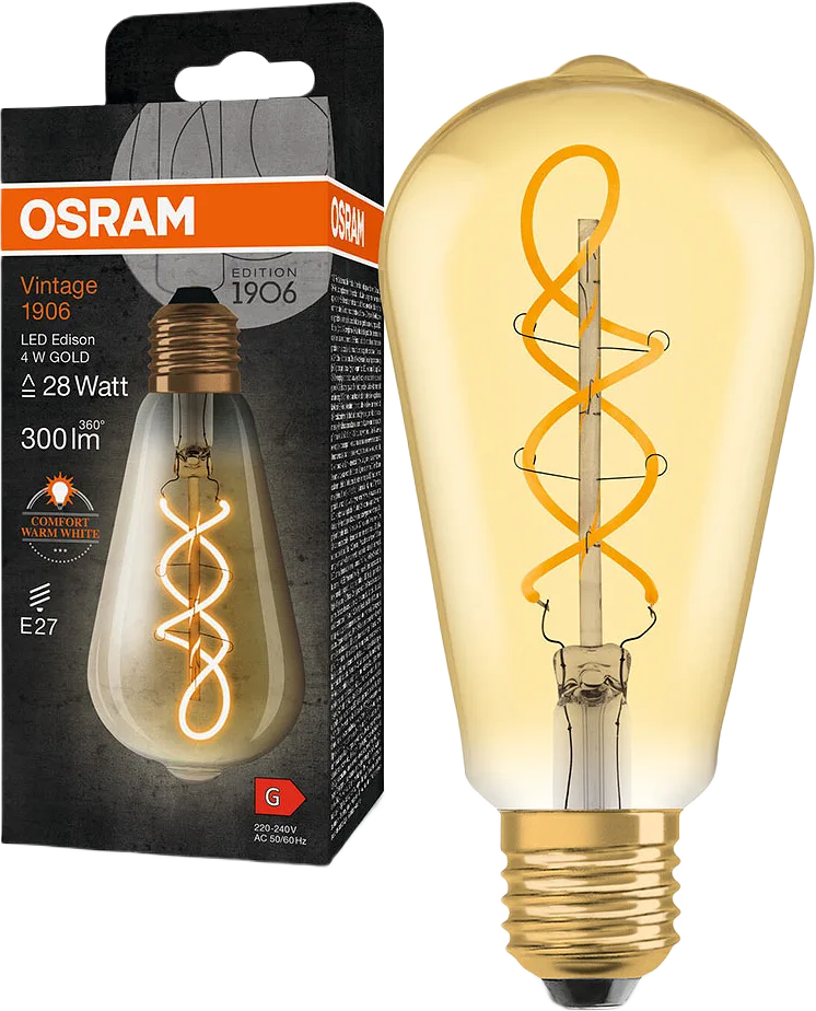 LED Edison Straight Gold E27 Vintage 1906