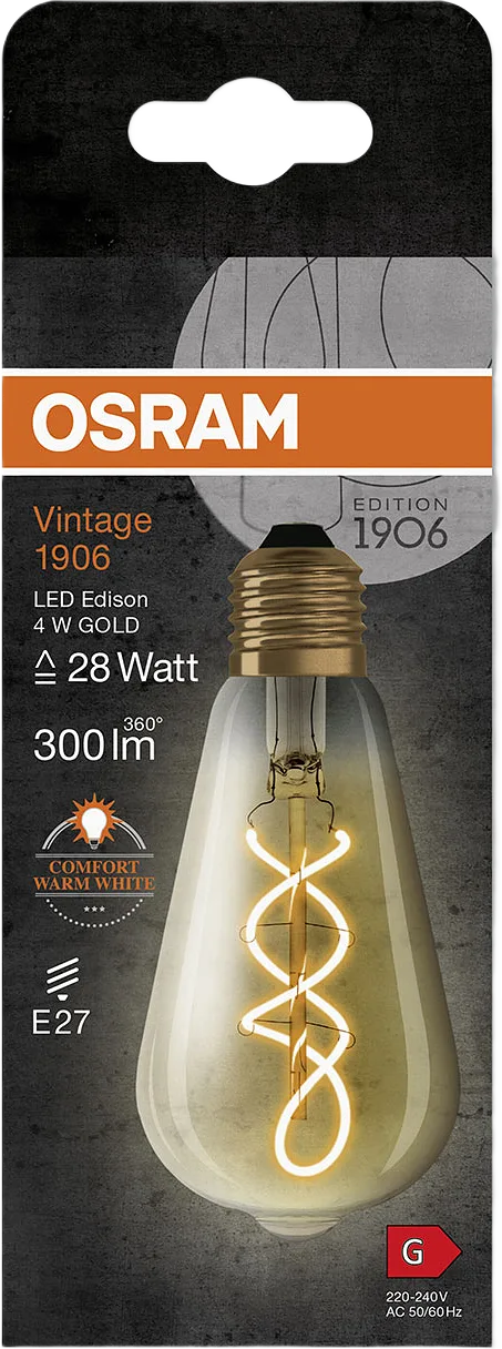 LED Edison Straight Gold E27 Vintage 1906