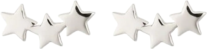 Snap Earrings Triple Star Plain