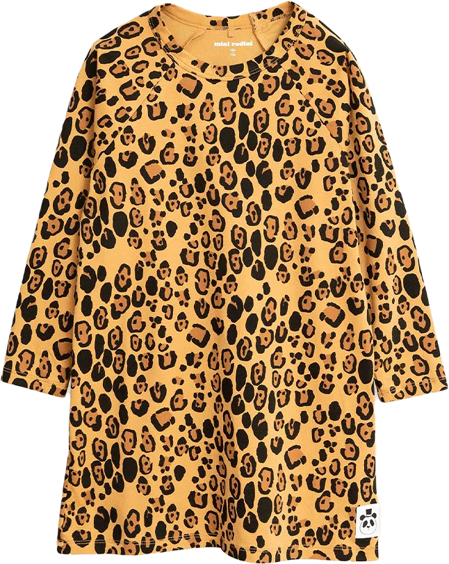 Långärmad Klänning Basic Leopard