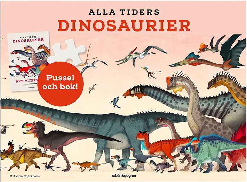 Alla tiders dinosaurier: aktivitetsbok, plansch + pussel 150 bitar