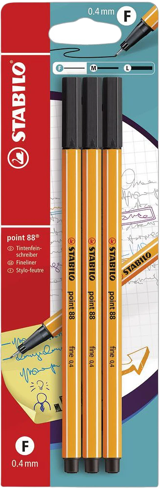 STABILO Point 88 3-pack, Svart