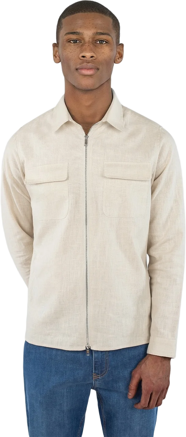 Quincy Linneovershirt Zip - Beige