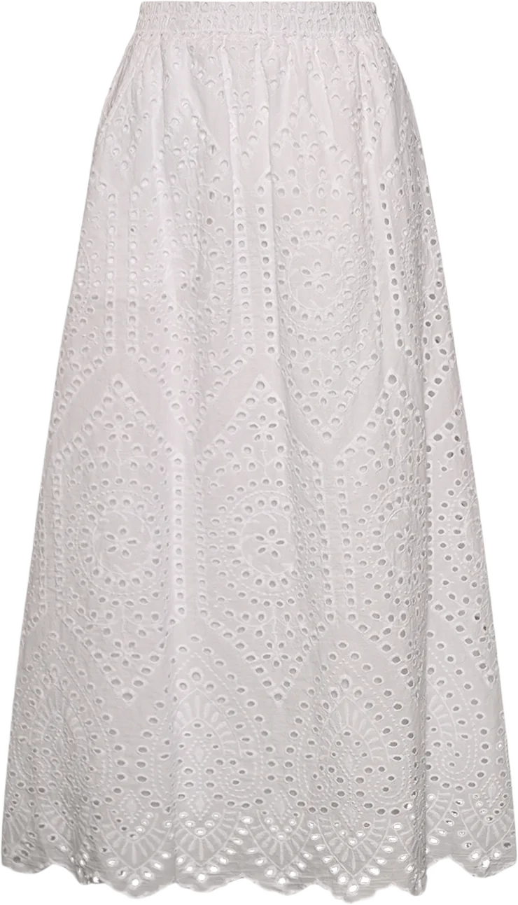 Dalia, Long Skirt, Cotton - White