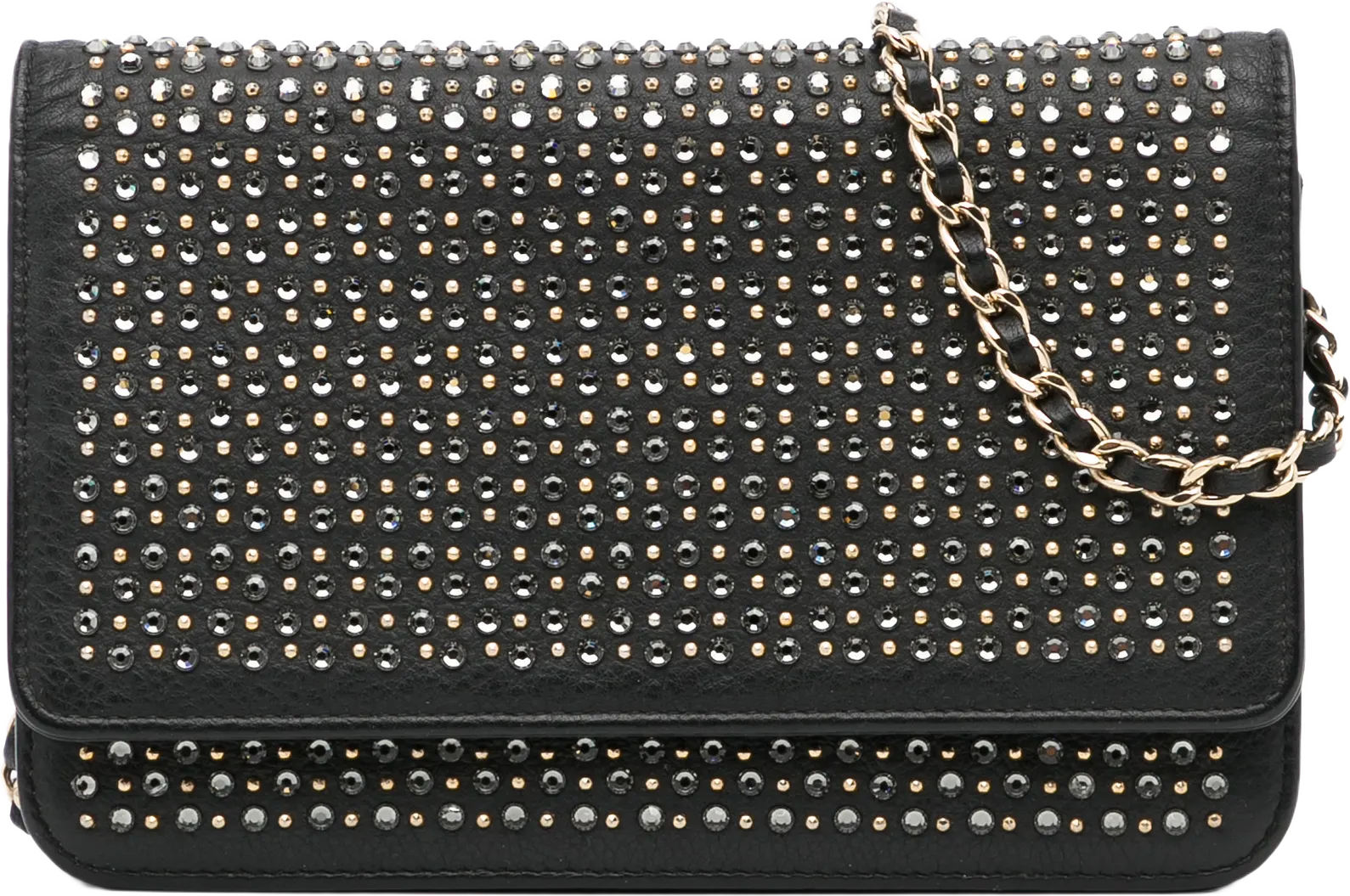 Chanel Studded Leather Wallet On Chain