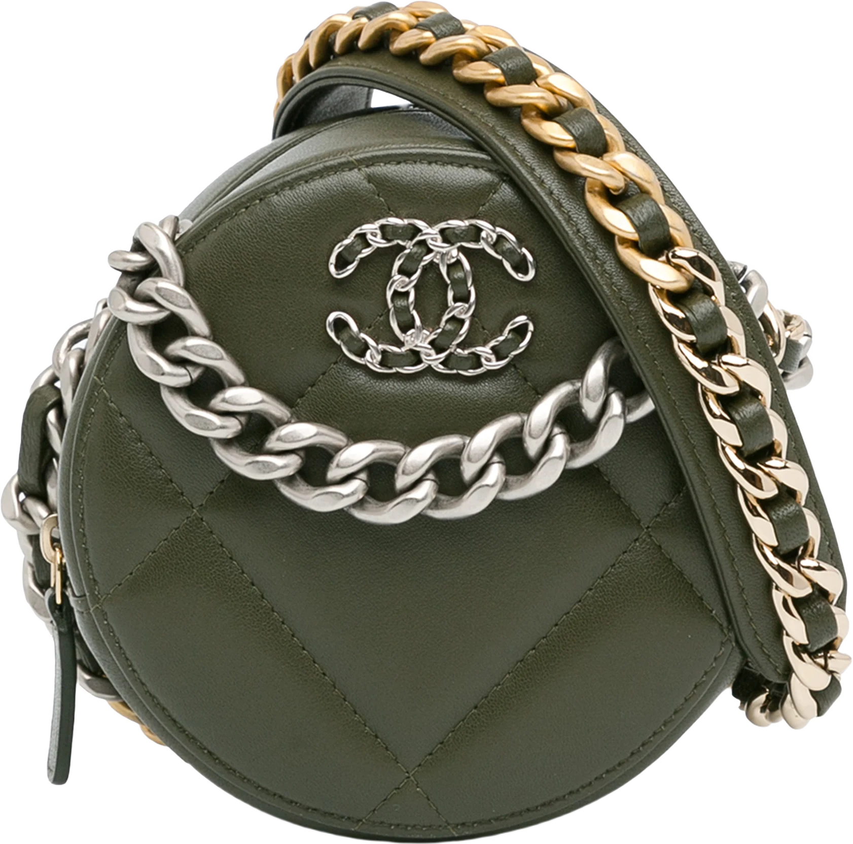 Chanel Lambskin 19 Round Clutch With Chain