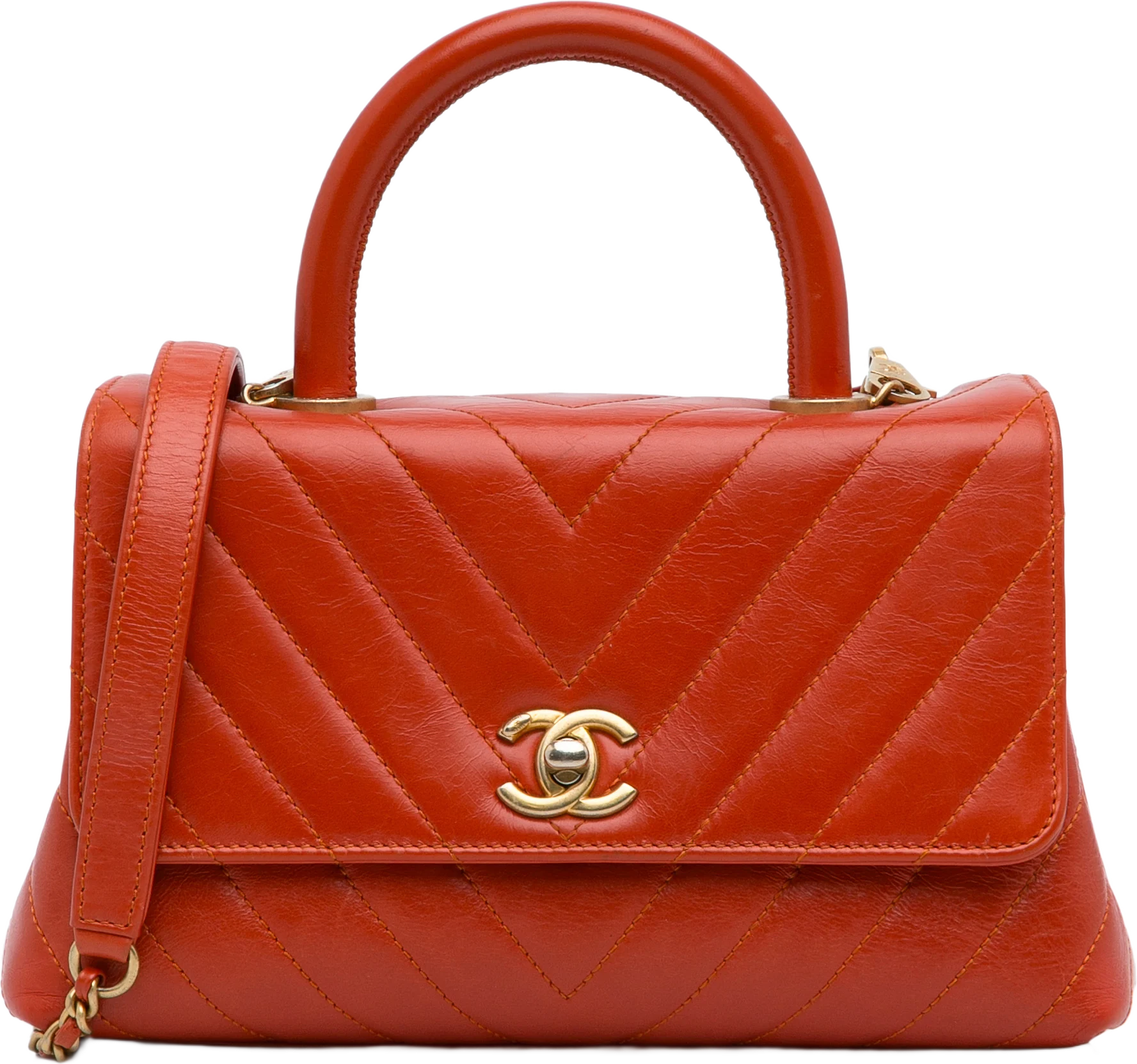 Chanel Small Lambskin Chevron Coco Handle Satchel