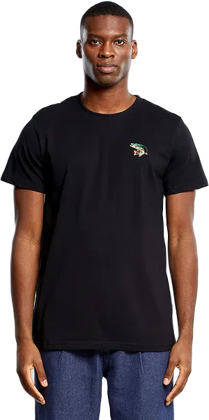 T-shirt Stockholm Pike Fish Emb Black