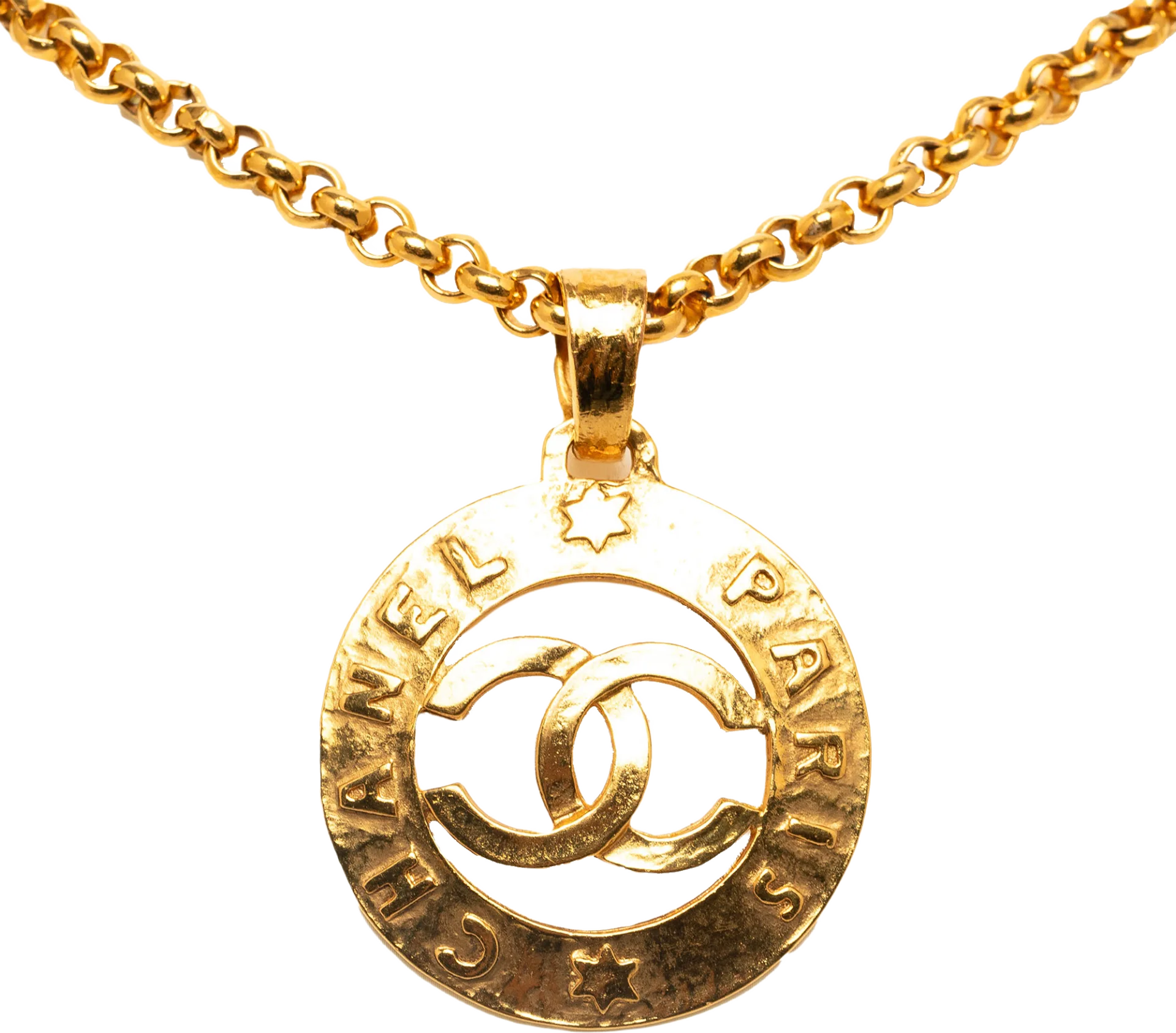 Chanel Cc Round Pendant Necklace