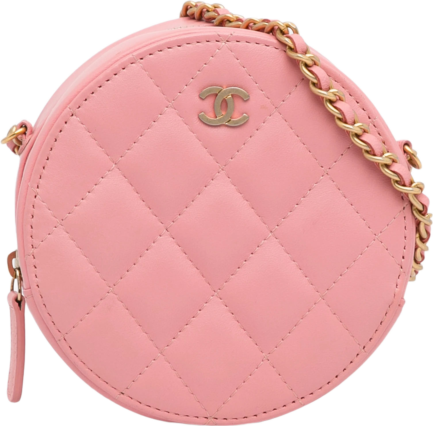 Chanel Cc Quilted Lambskin Round Crossbody