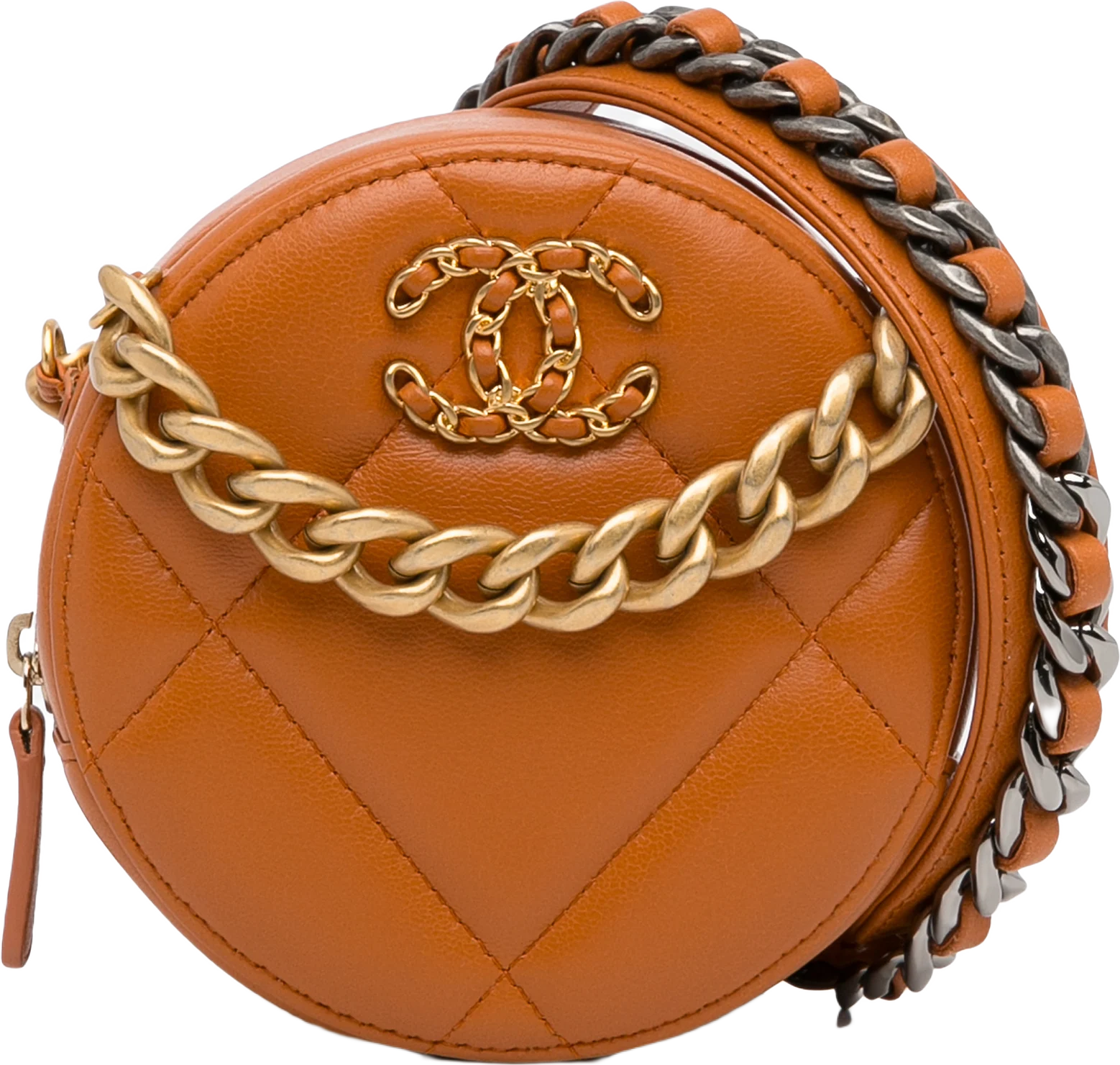 Chanel Lambskin 19 Round Clutch With Chain