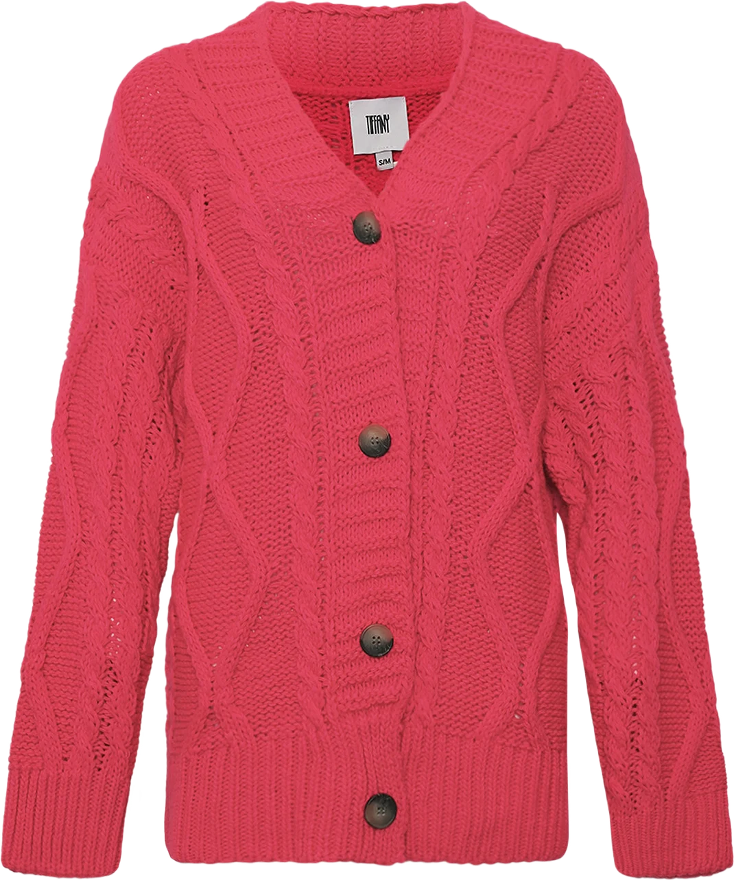 Carla, Long Cardigan Knit - Shocking Pink