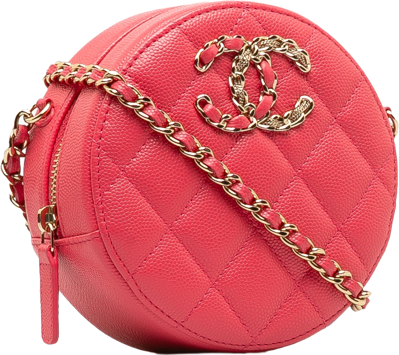 Chanel 19 Round Caviar Clutch With Chain