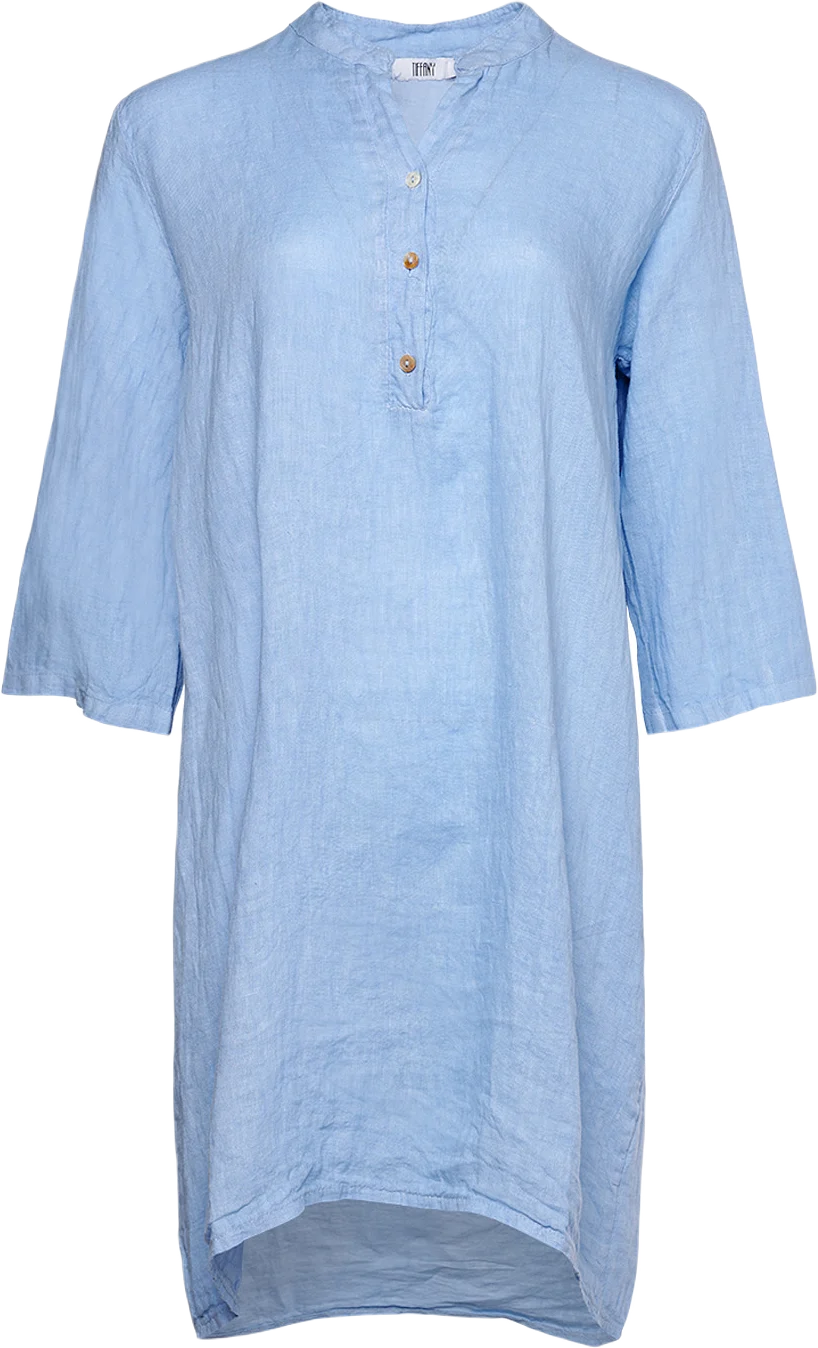 17690p, Shirt Dress With Pocket, Linen - Little Boy Blue