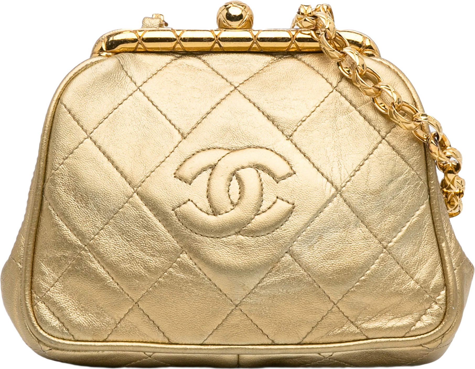 Chanel Cc Lambskin Kiss Lock Frame Bag