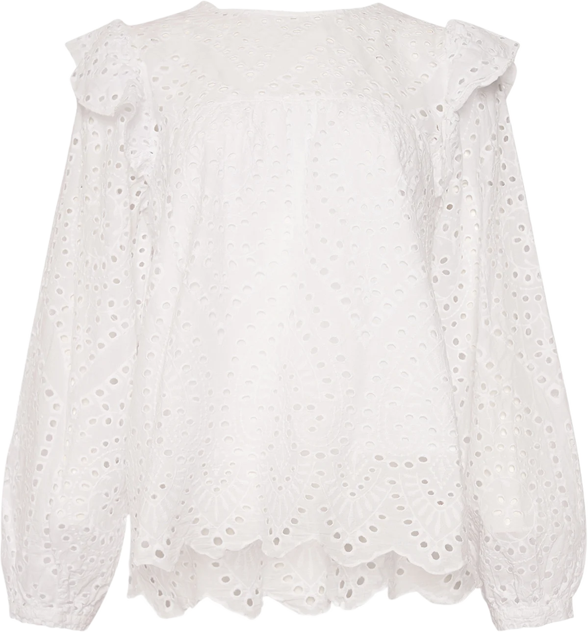 Dalia, Blouse, Long Sleeve, Cotton - White