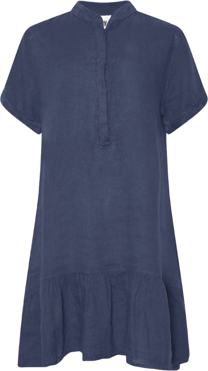 Epsi, Short Dress, Linen - Blue Navy