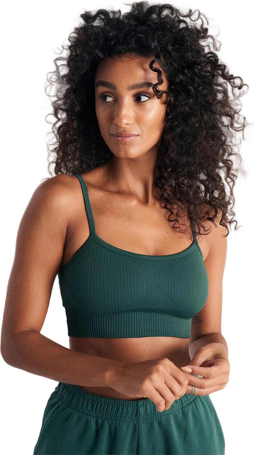 Pine Green Ribbed Seamless Strap Bra