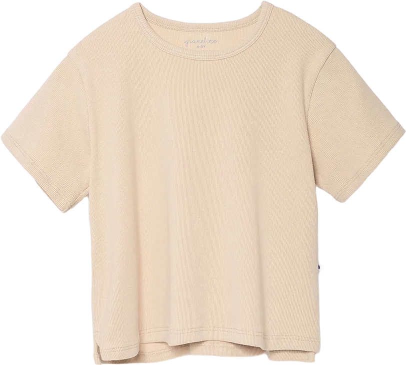 Ekologisk Ribbad T-shirt Sand