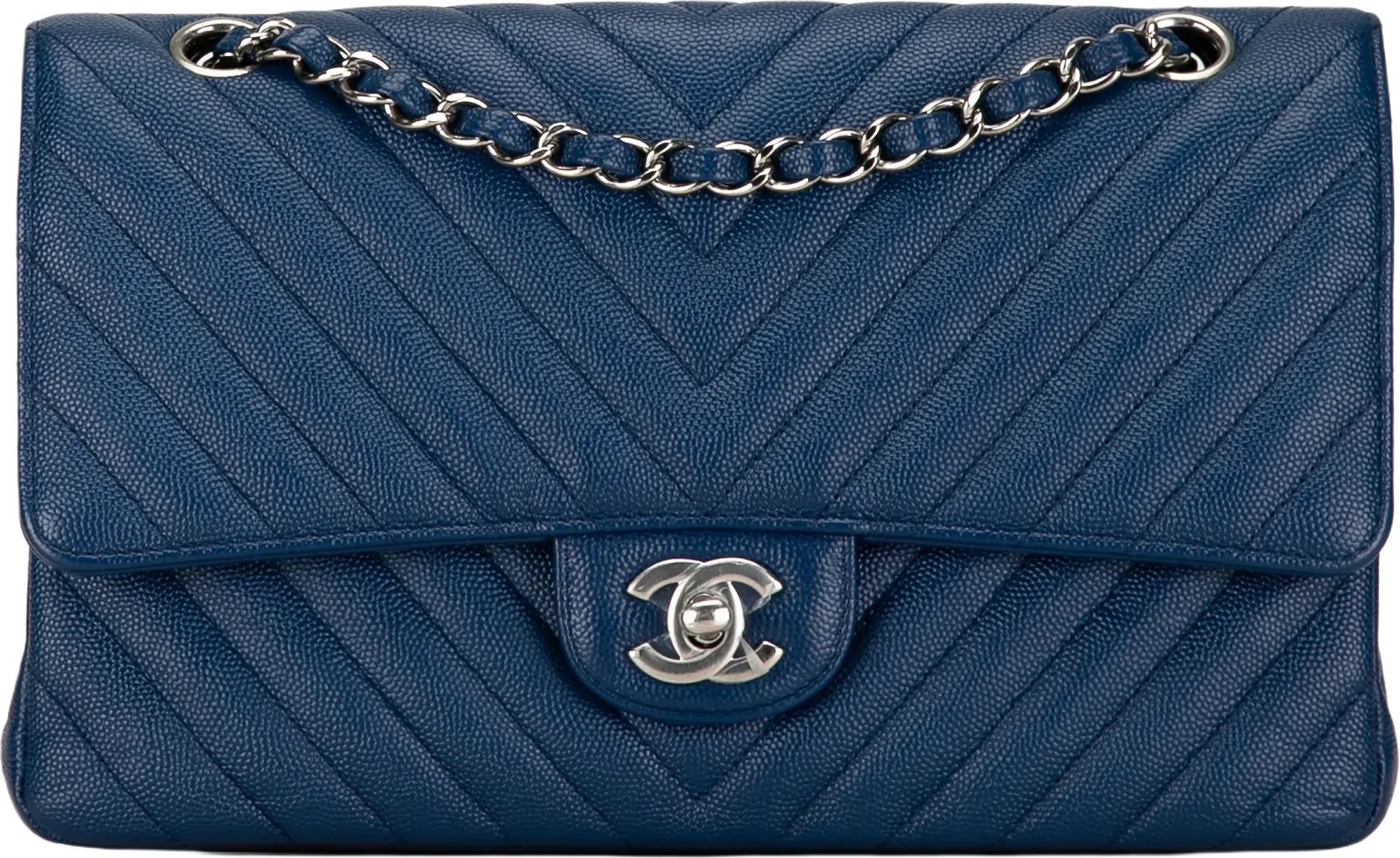 Chanel Medium Classic Chevron Caviar Double Flap