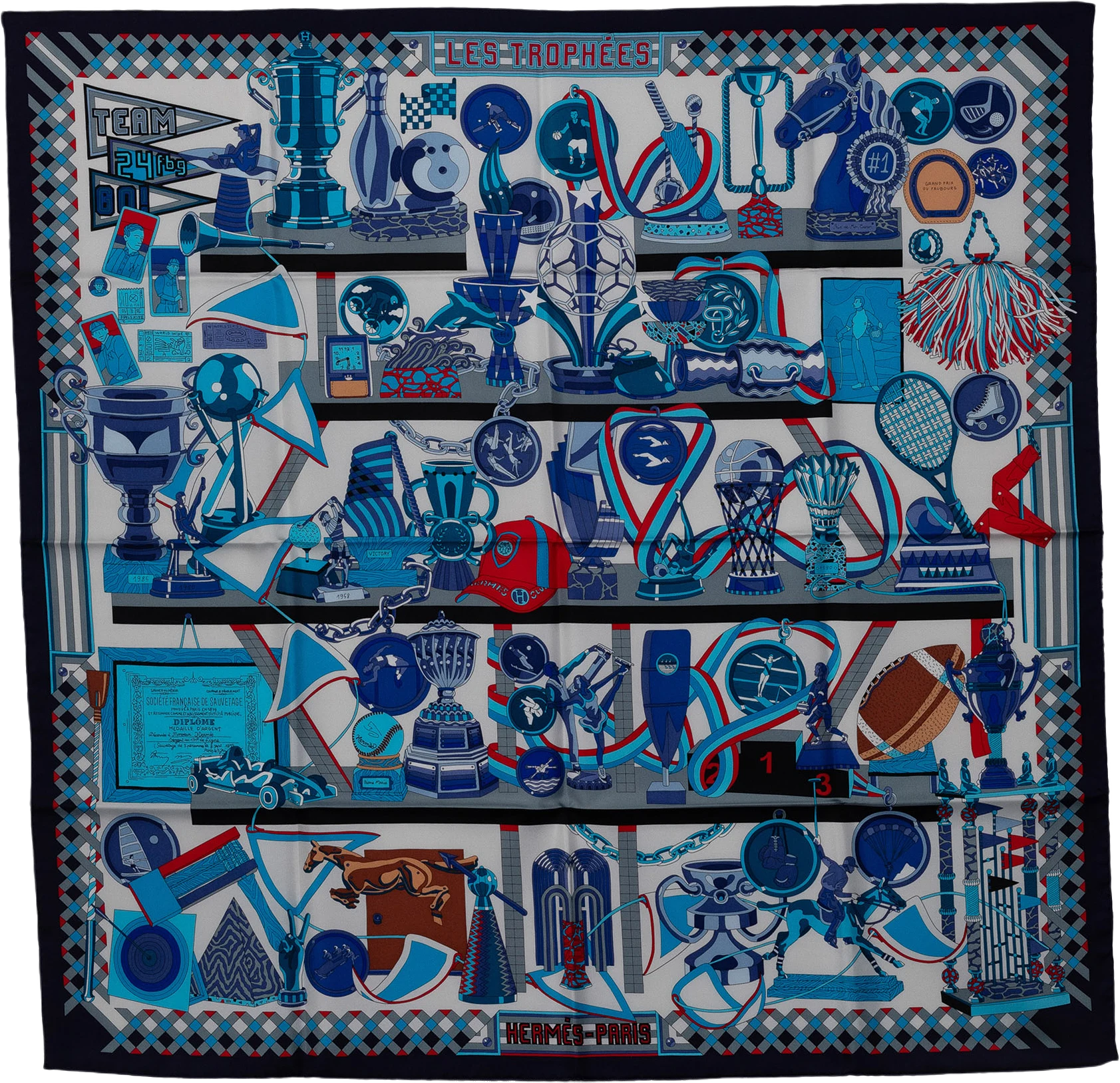 Hermes Les Trophee Silk Scarf