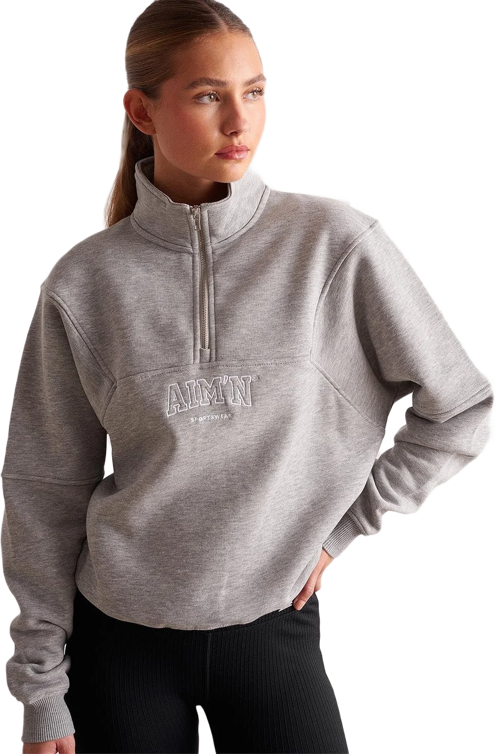 Grey Melange College Sweat Half Zip