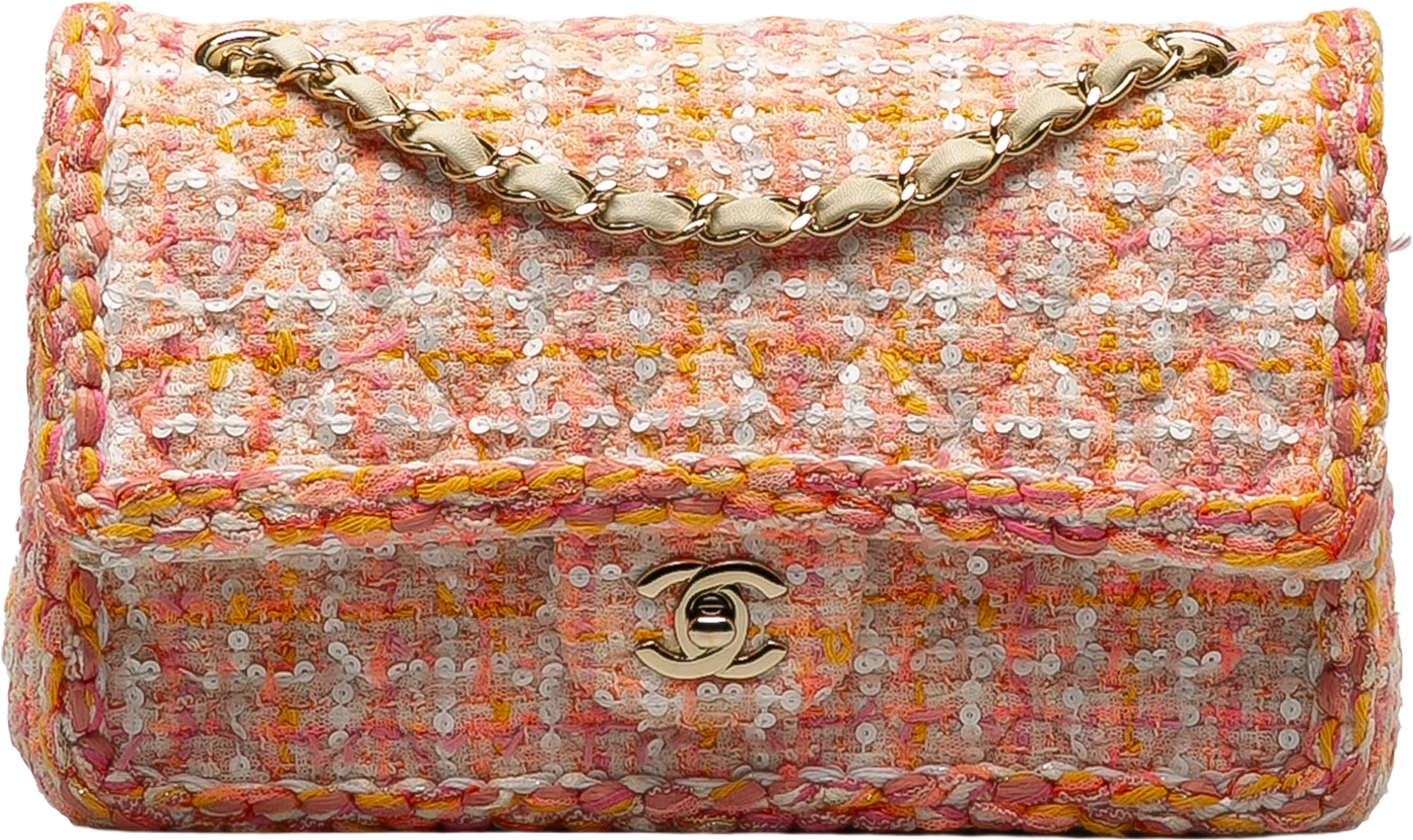 Chanel Medium Braided Classic Sequin Tweed Flap