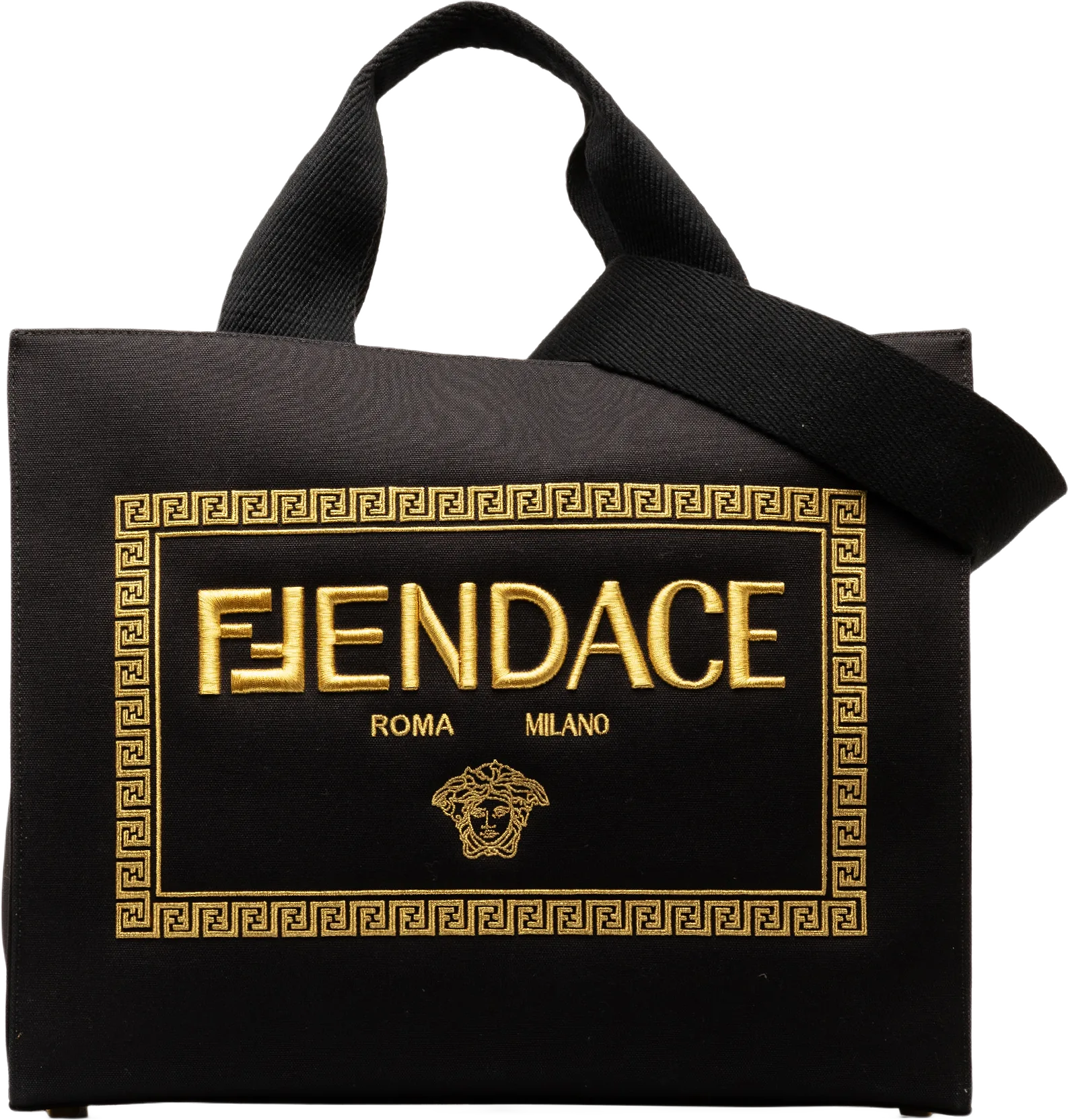 Fendi Versace Fendace Logo Canvas Shopping Tote
