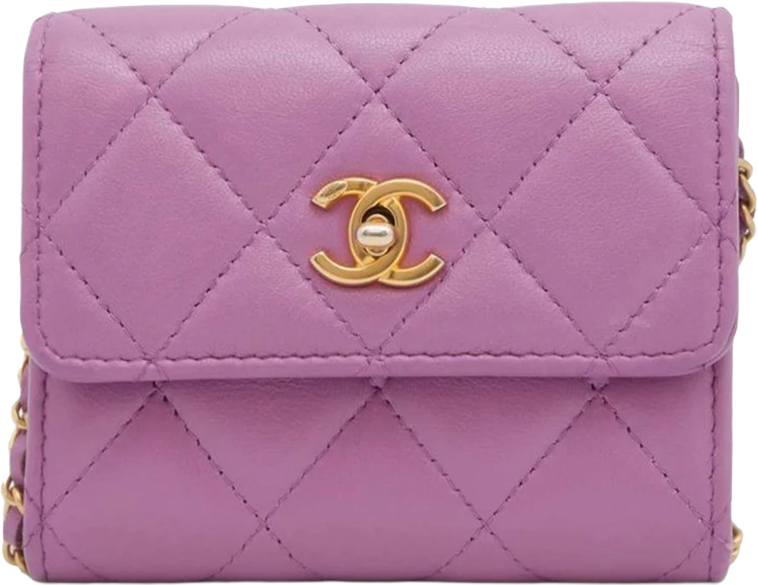 Chanel Lambskin Mini Pearl Crush Wallet With Chain