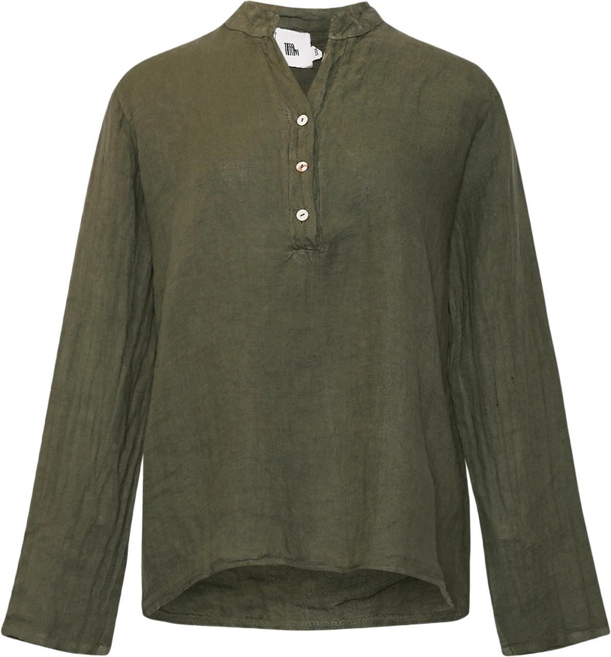 Hildur, Blouse, Linen - Army