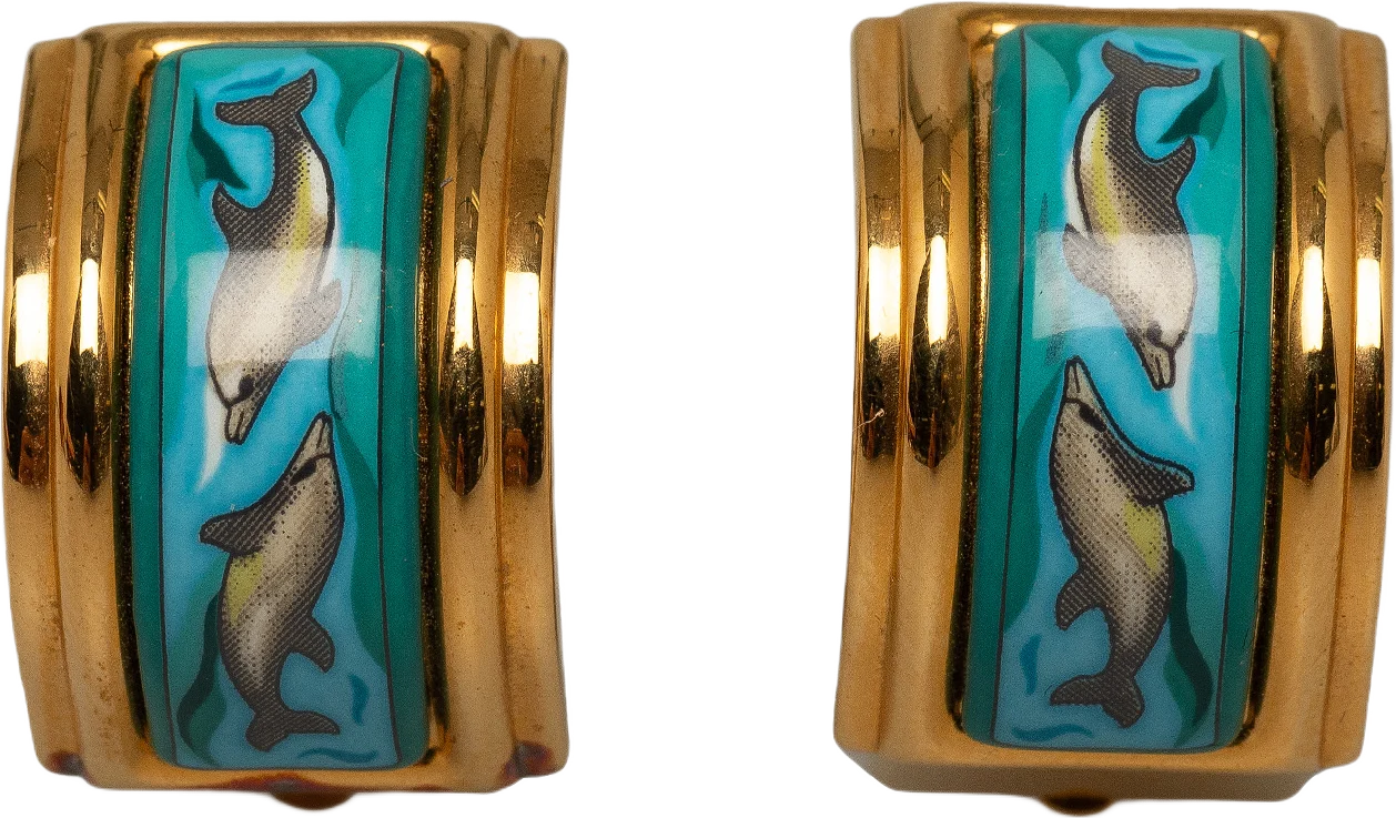 Hermes Cloisonne Clip On Earrings