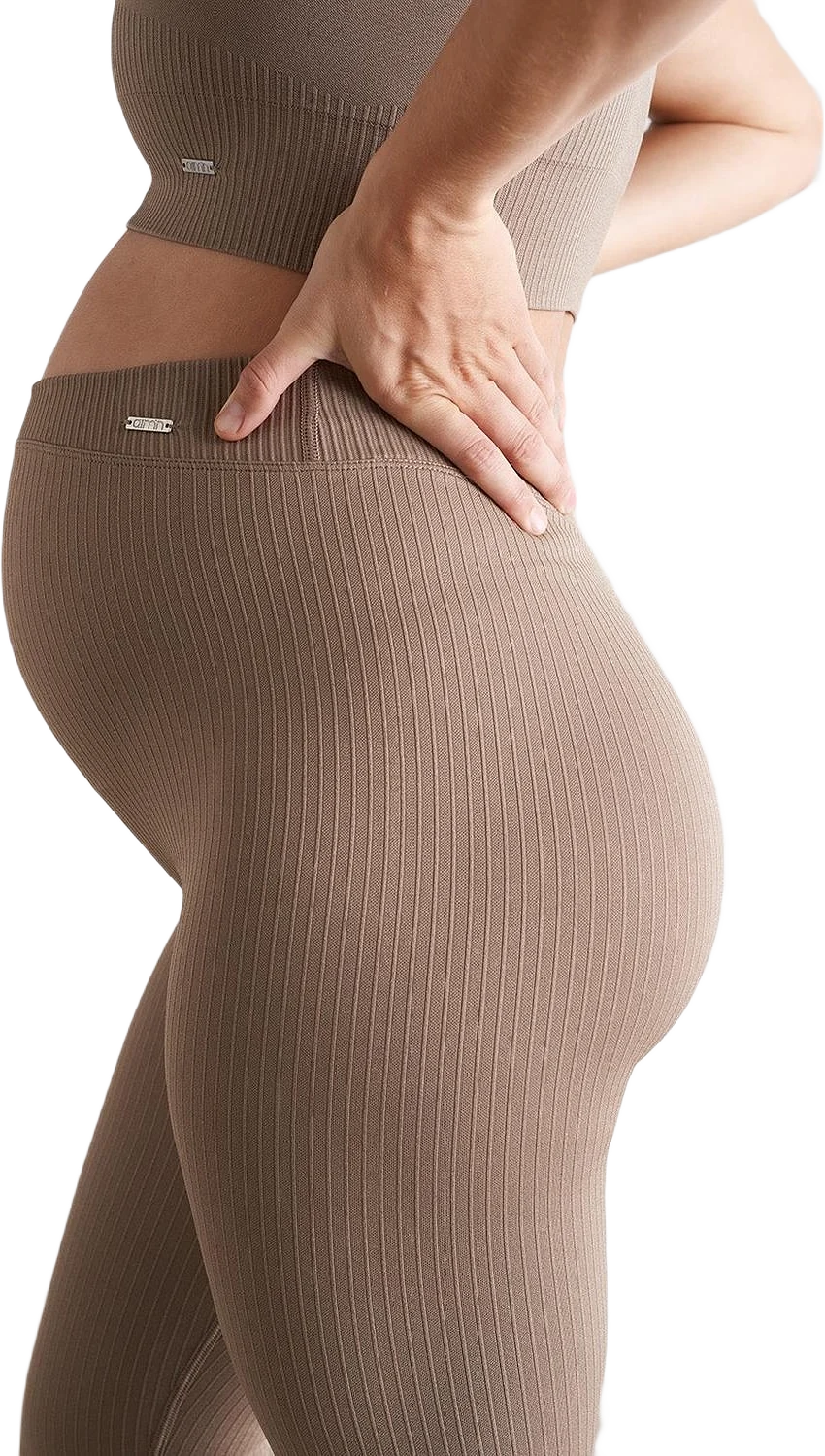 Espresso Maternity Ribbed Seamless Tights