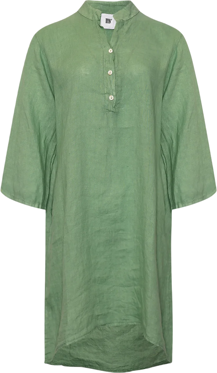 17690p, Shirt Dress With Pocket, Linen - Dusty Mint