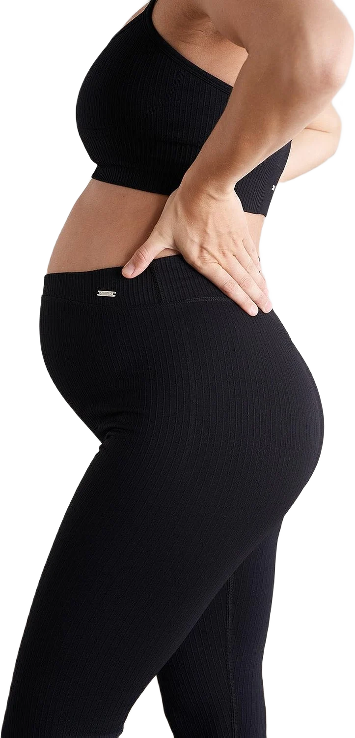 Black Maternity Ribbed Seamless Tights