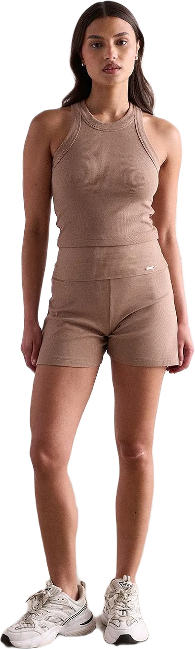 Toffee Melange Ease Ribbed Shorts