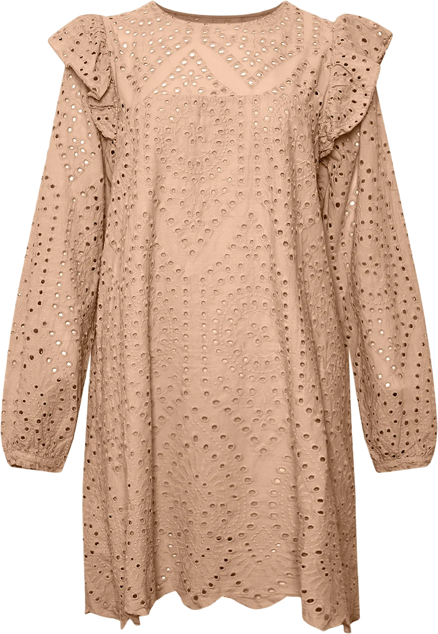 Dalia, Midi L/s Dress, Cotton - Beige