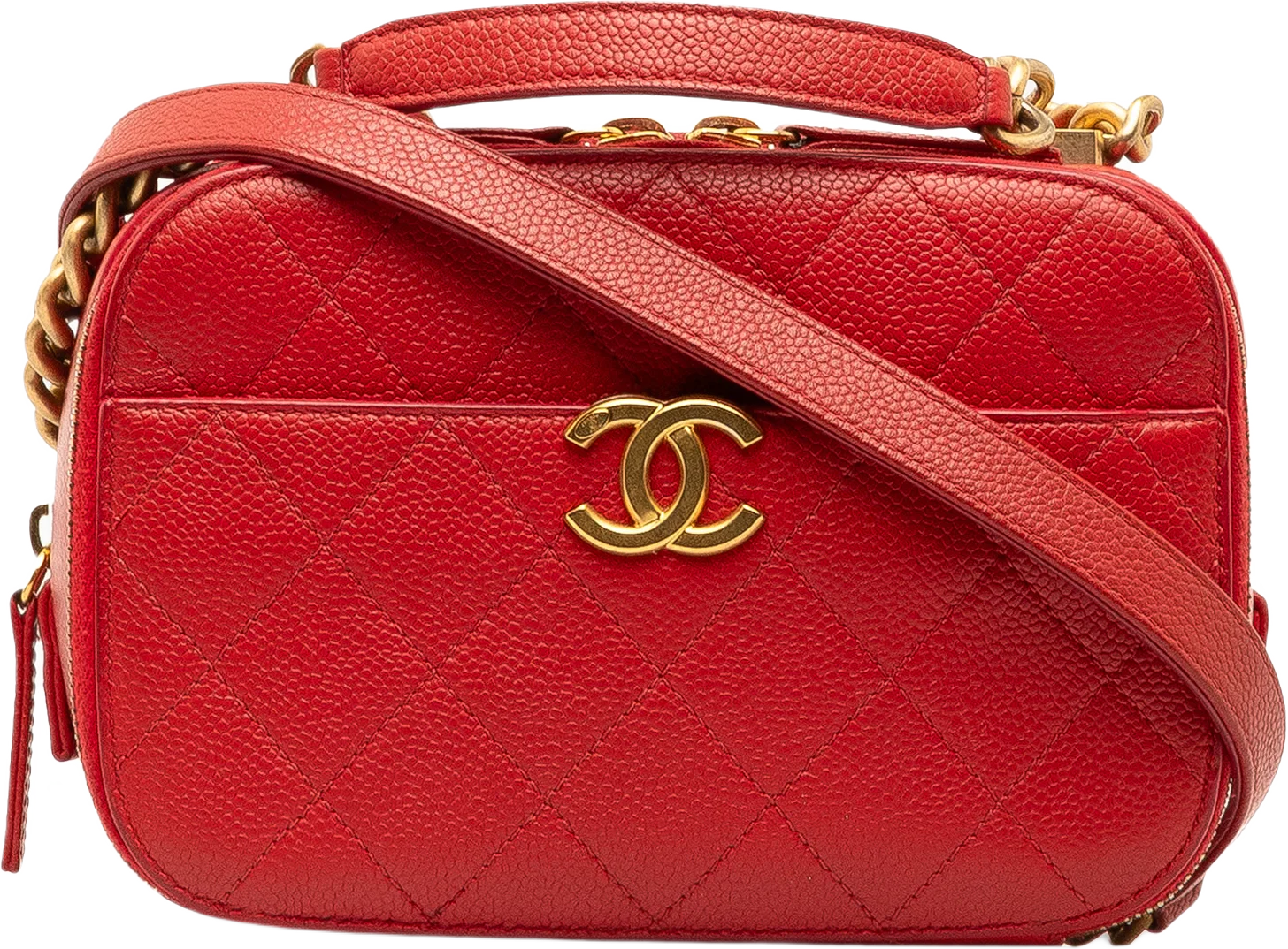 Chanel Small Quilted Caviar Top Handle Camera Bag